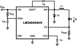 Figure 2. Buck topology exemplified by LM3404 device from National Semiconductor